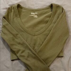 Garage Green Fitted Crop Blouse